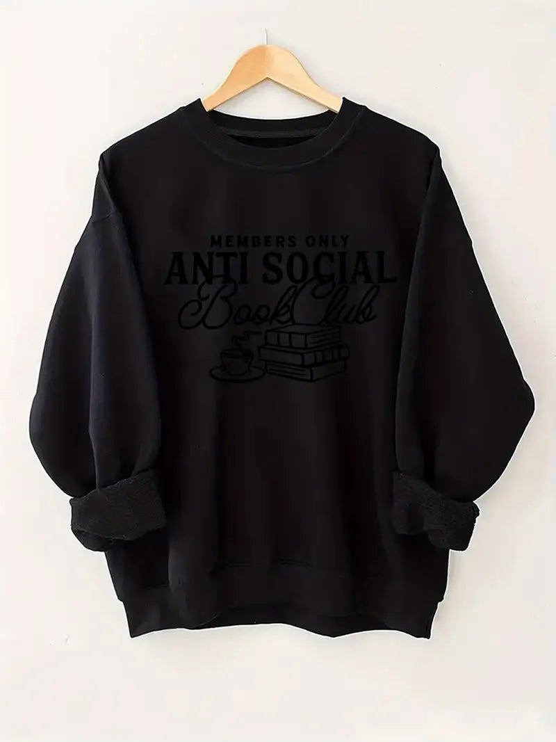 Women'S Anti Social Book Club Graphic Sweatshirt