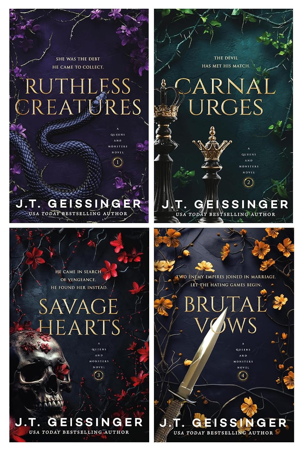 Queens and Monsters Series by J. T. Geissinger 4 Books Collection Set