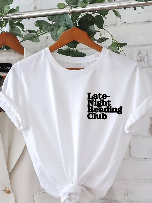 White t-shirt - 'Late-Night Reading Club'