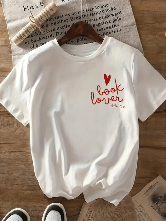 Women's Casual Short Sleeve T-Shirt - Cute Book Lover