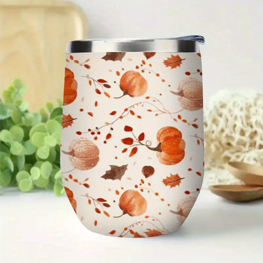 12oz Stainless Steel Insulated Egg Cup with Lid - Autumn Fallen Leaves