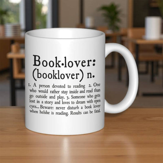 Mug with Definition - Literary Coffee Cup Featuring "Booklover" Definition