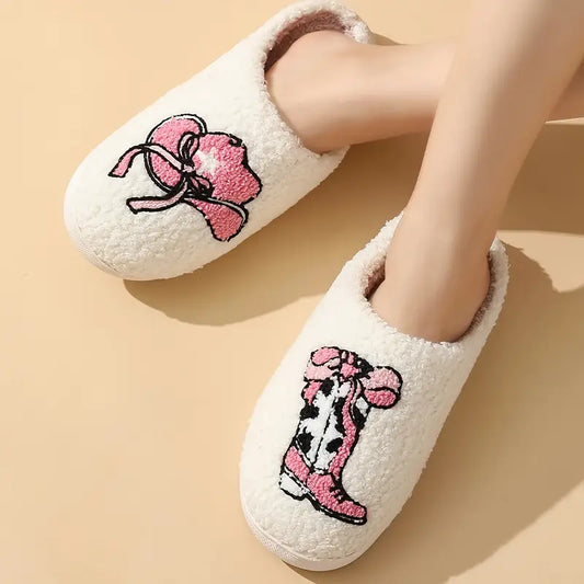 Cowboy Boots and Cowgirl Hat Slippers