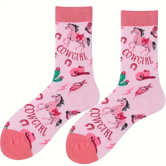 Women's Pink Cowgirl socks