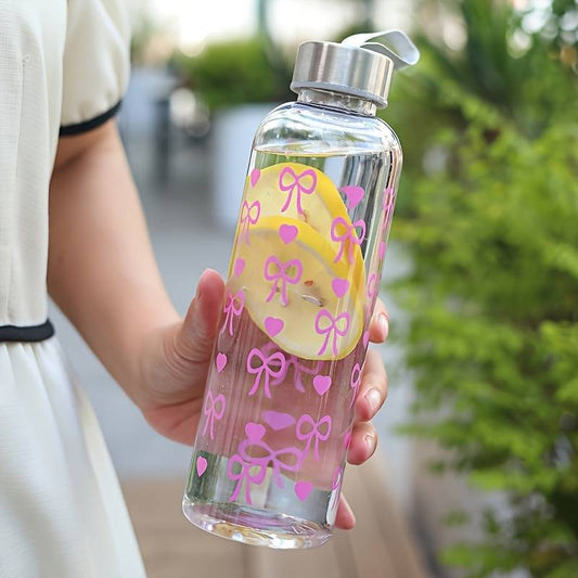 550ml Plastic Pink Bow Sports Water Bottle