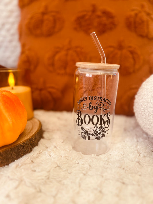 'Easily distracted by books' tumbler 16oz