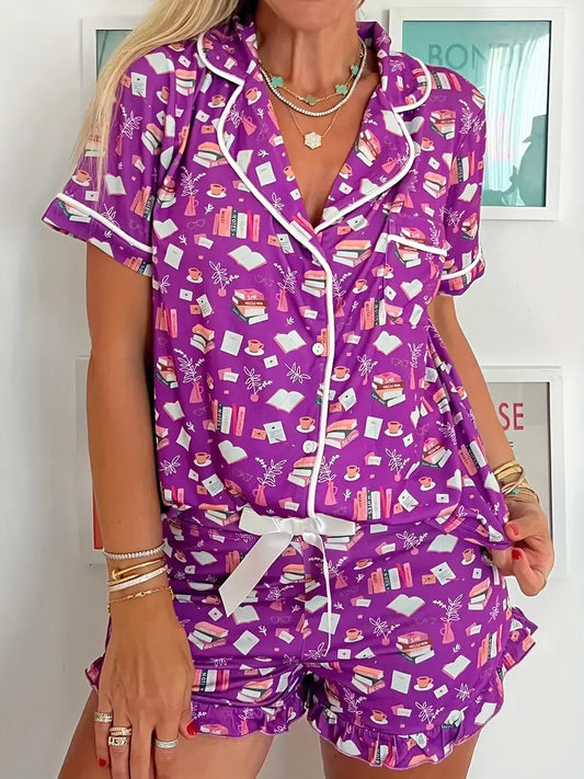 Pyjama Book set, Shorts + Shirt Purple