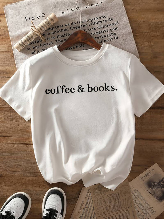 White 'Coffee & Books' t-shirt